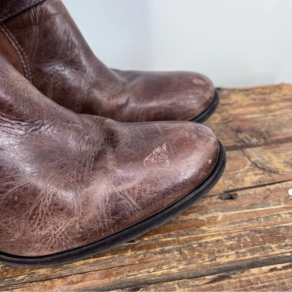 Matisse Brown Leather Chaps Knee High Buckle Boots - Picture 6 of 13